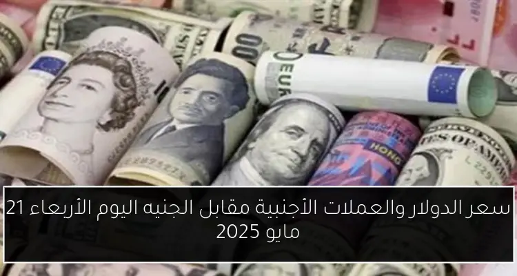 سعر الدولار والعملات الأجنبية مقابل الجنيه اليوم الأربعاء 21 مايو 2025