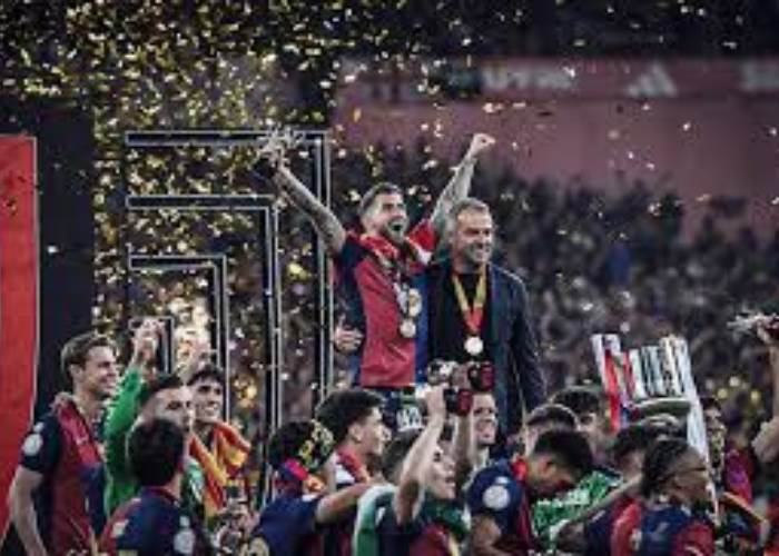 برشلونة يتوج بطلاً للدوري الإسباني بفوزه على إسبانيول