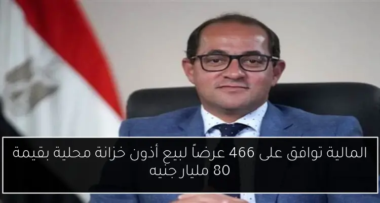 المالية توافق على 466 عرضاً لبيع أذون خزانة محلية بقيمة 80 مليار جنيه