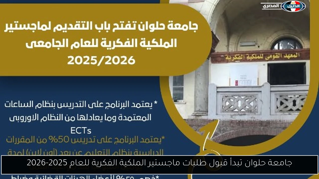 جامعة حلوان تبدأ قبول طلبات ماجستير الملكية الفكرية للعام 2025-2026