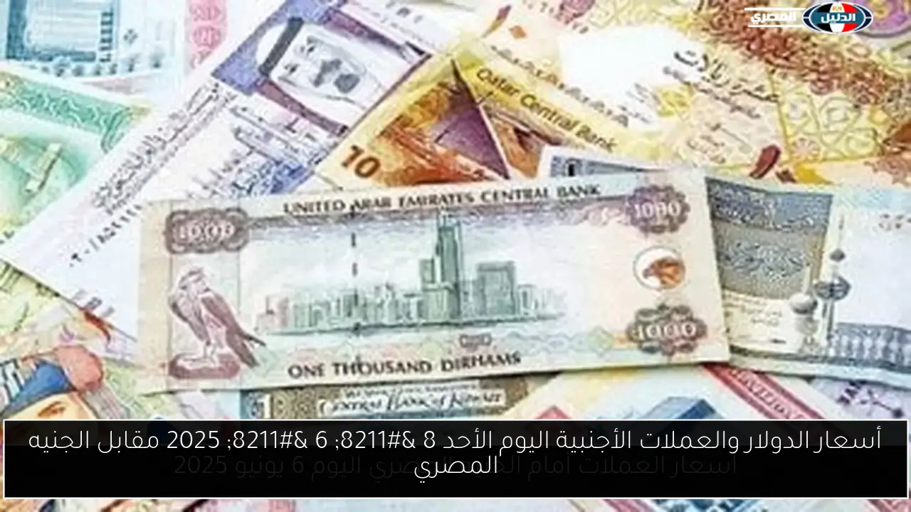 أسعار الدولار والعملات الأجنبية اليوم الأحد 8 – 6 – 2025 مقابل الجنيه المصري