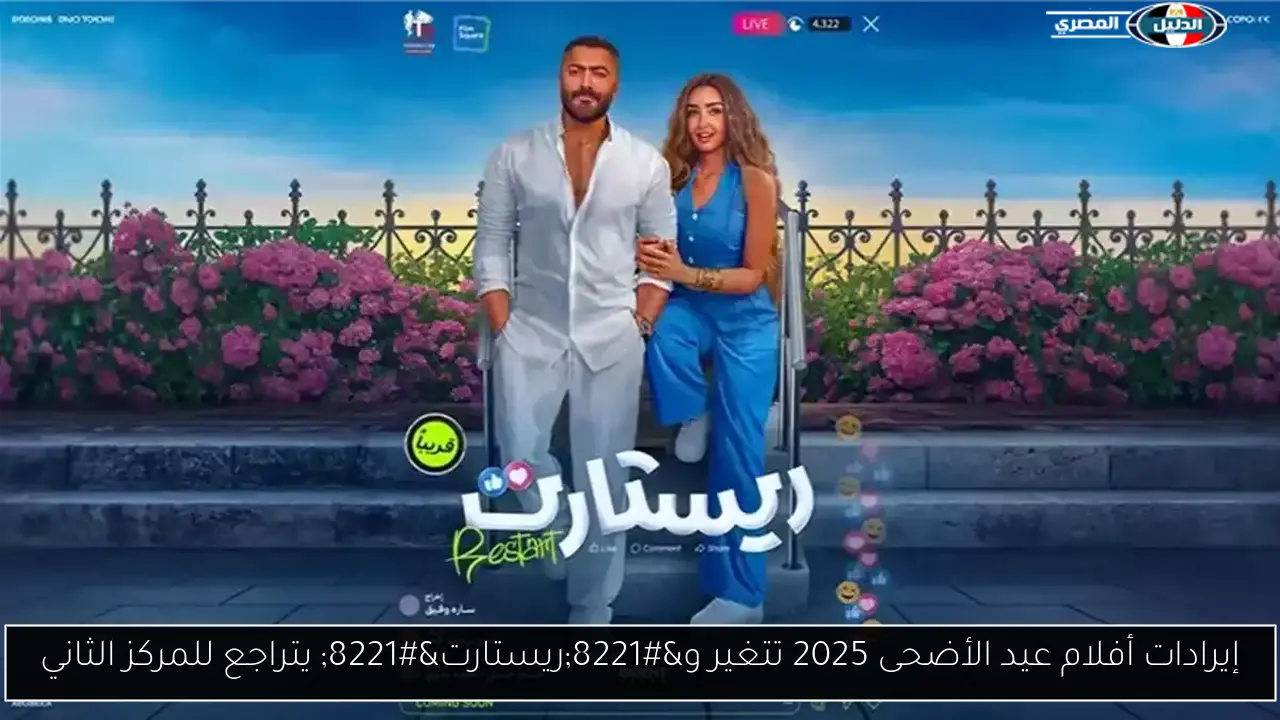 إيرادات أفلام عيد الأضحى 2025 تتغير و”ريستارت” يتراجع للمركز الثاني