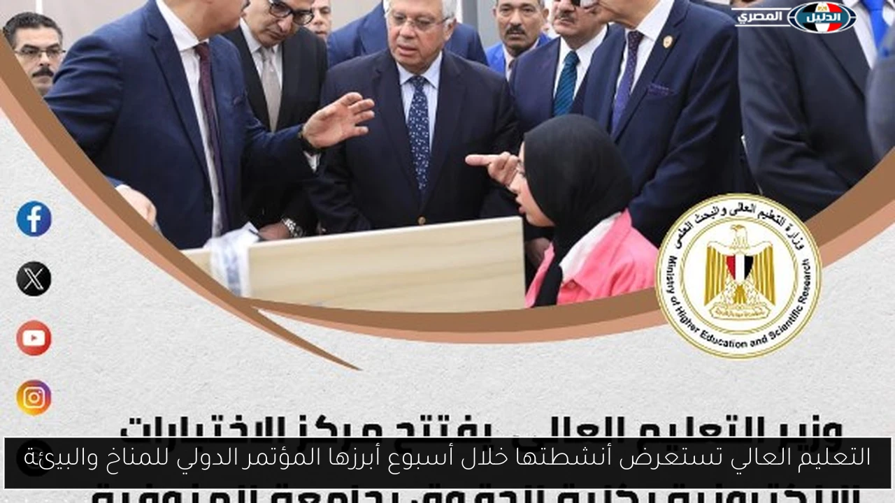 التعليم العالي تستعرض أنشطتها خلال أسبوع أبرزها المؤتمر الدولي للمناخ والبيئة