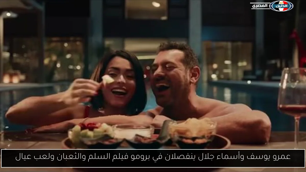 عمرو يوسف وأسماء جلال ينفصلان في برومو فيلم السلم والثعبان ولعب عيال