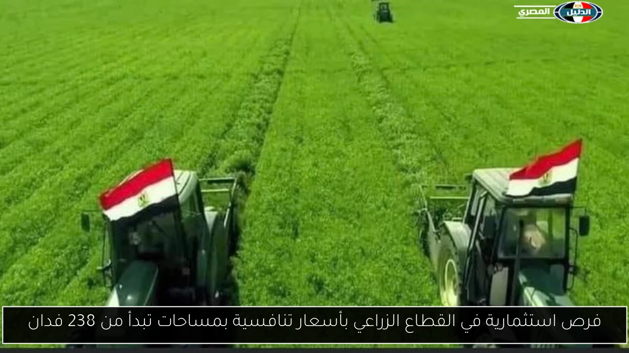 فرص استثمارية في القطاع الزراعي بأسعار تنافسية بمساحات تبدأ من 238 فدان