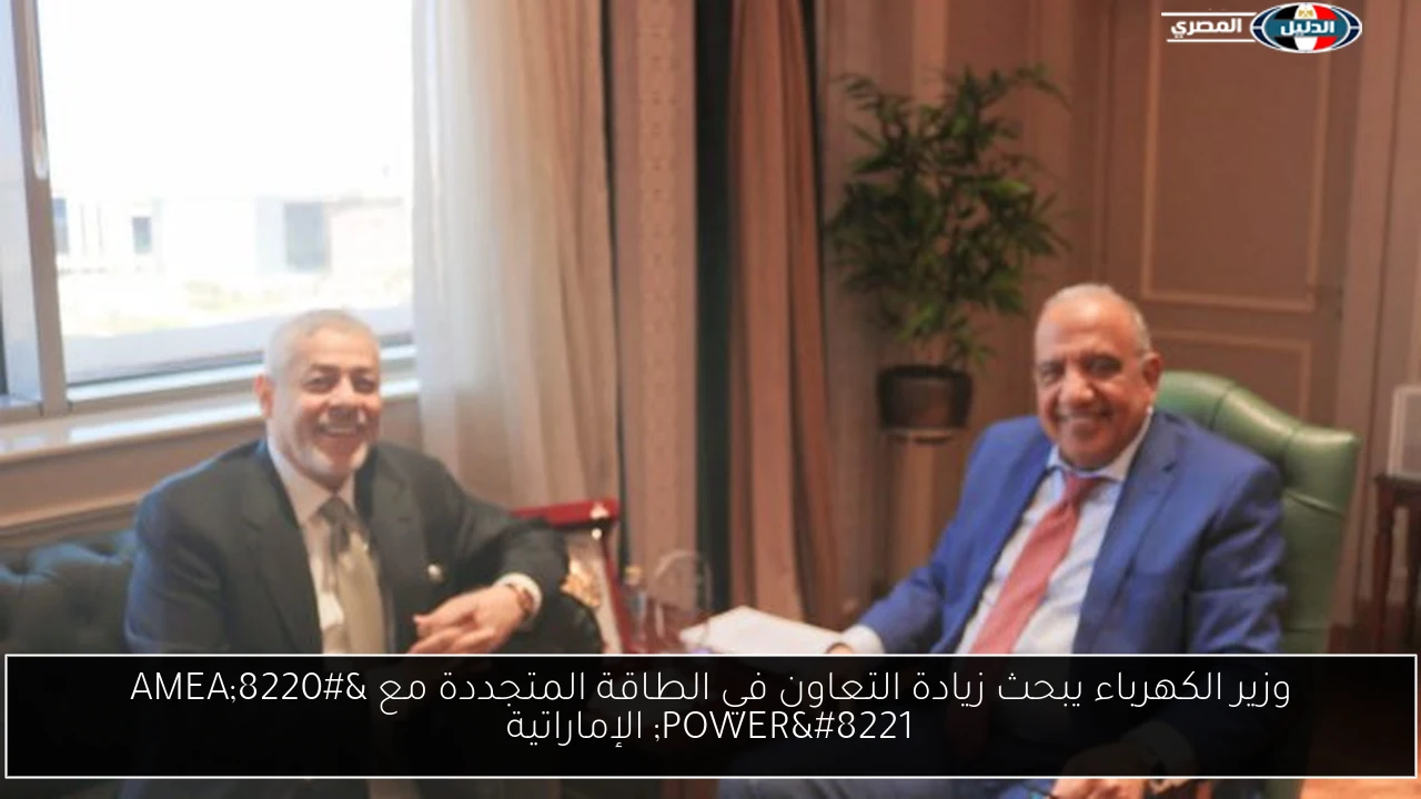 وزير الكهرباء يبحث زيادة التعاون في الطاقة المتجددة مع “AMEA POWER” الإماراتية
